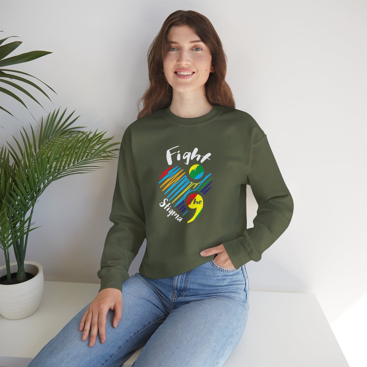 Fight the Stigma Heart Crewneck Sweatshirt