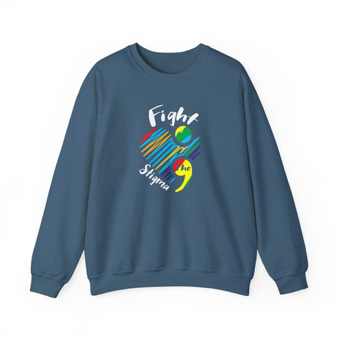 Crewneck sweatshirt designed for suicide prevention awareness, promoting mental health and support.