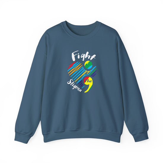Crewneck sweatshirt designed for suicide prevention awareness, promoting mental health and support.
