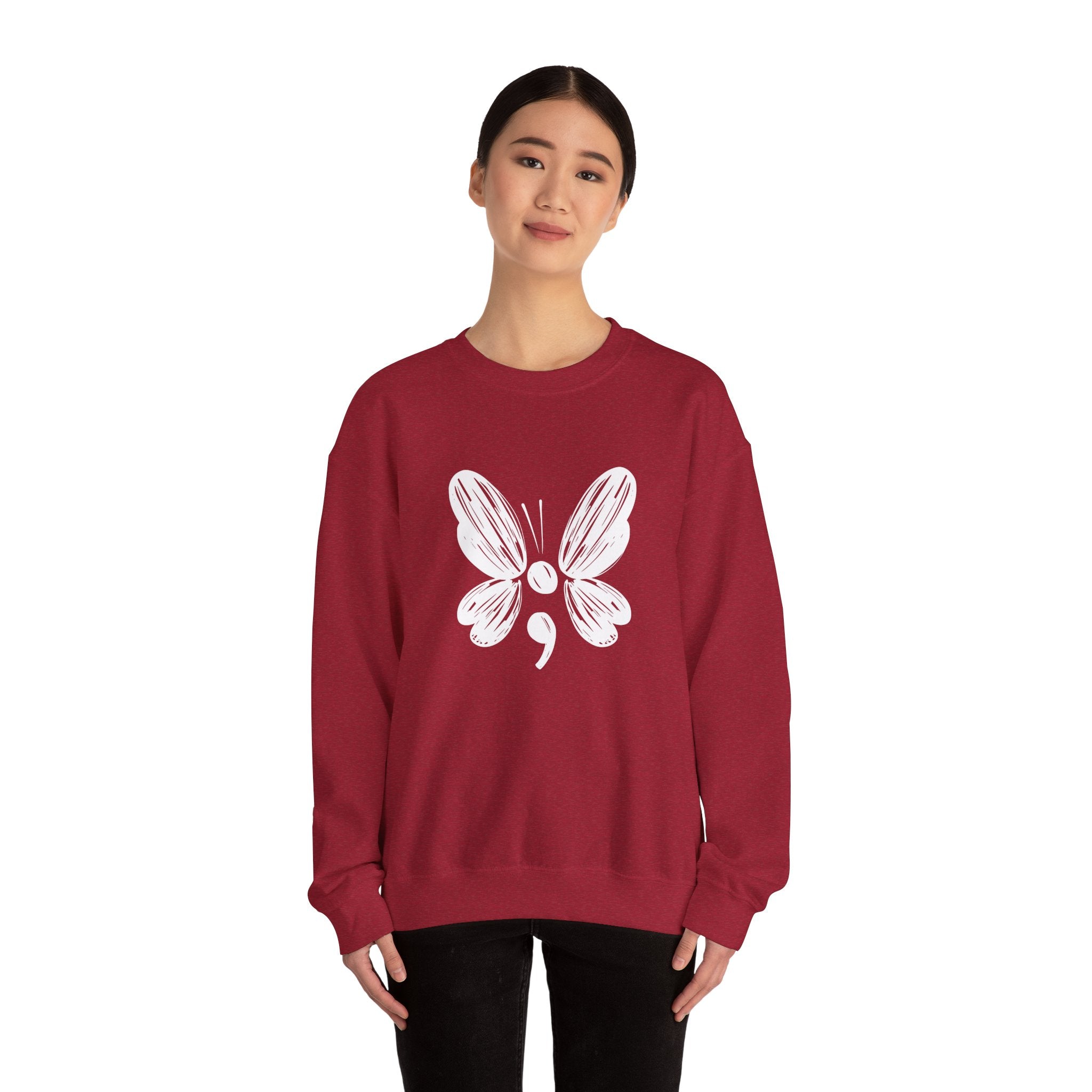 Suicide Prevention White Butterfly Crewneck Sweatshirt