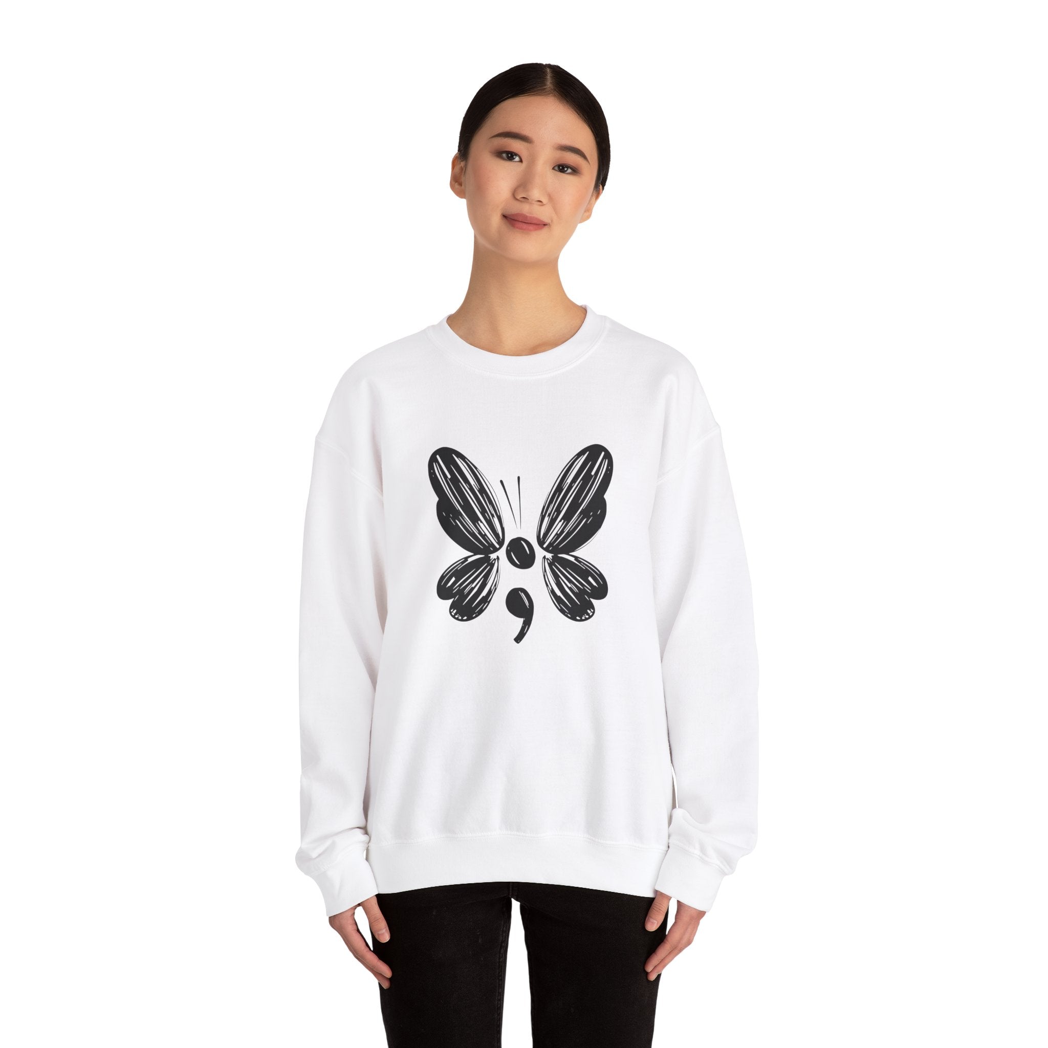 Suicide Prevention Black Butterfly Crewneck Sweatshirt
