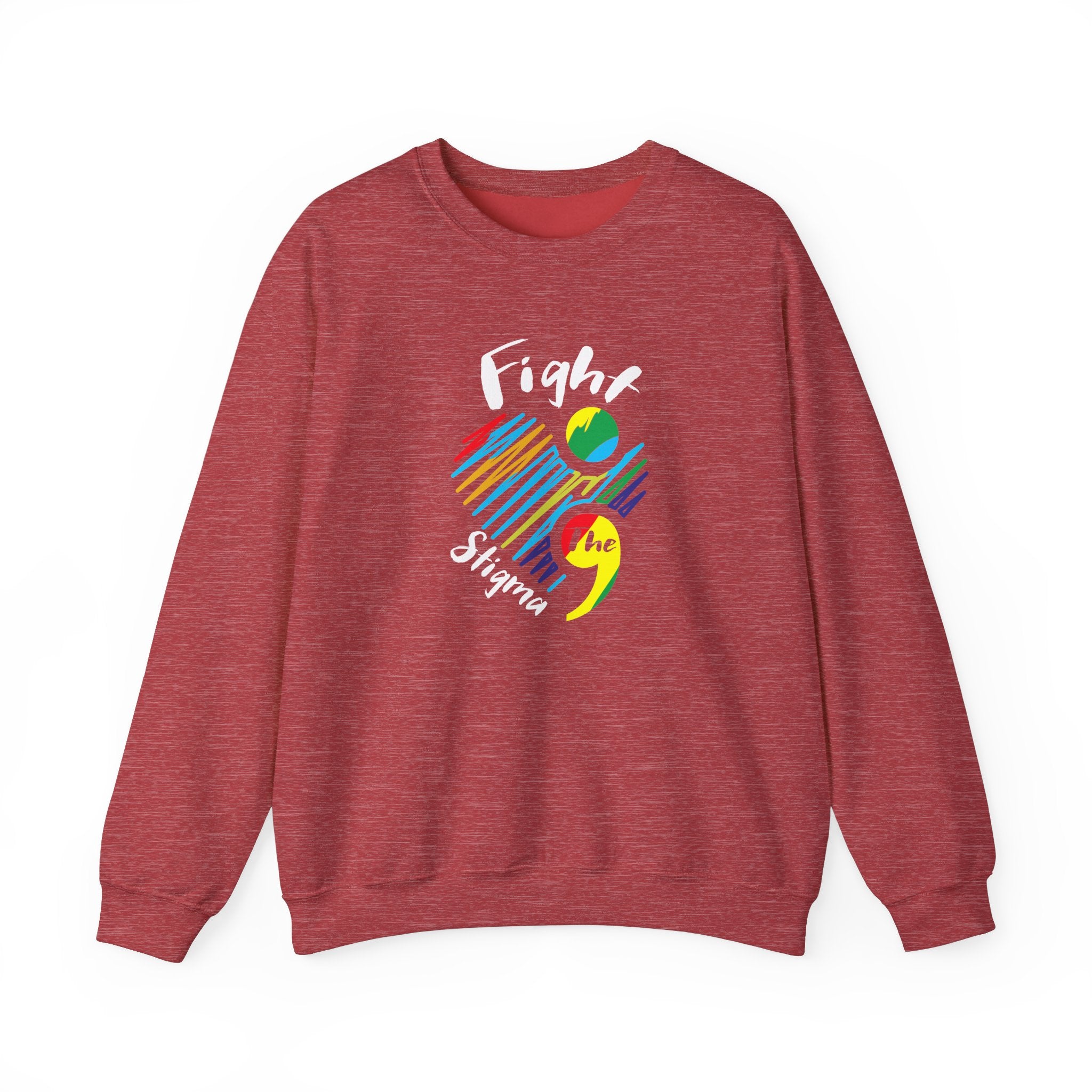 Crewneck sweatshirt designed for suicide prevention awareness, promoting mental health and support.