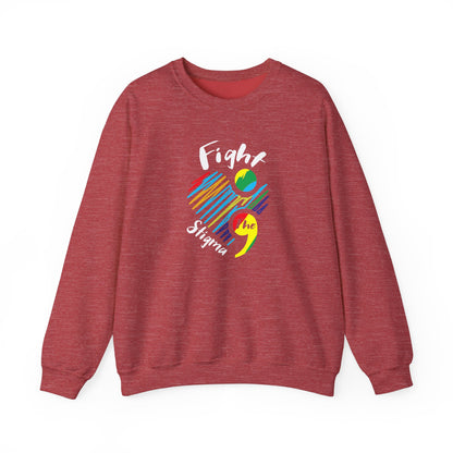 Crewneck sweatshirt designed for suicide prevention awareness, promoting mental health and support.
