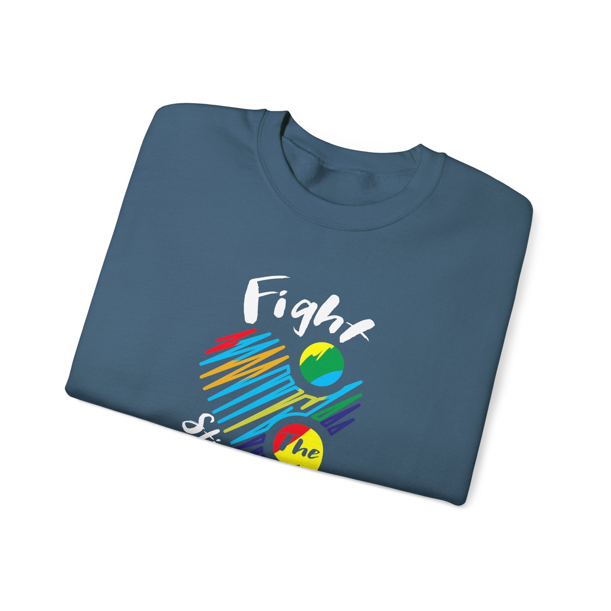 Crewneck sweatshirt designed for suicide prevention awareness, promoting mental health and support.