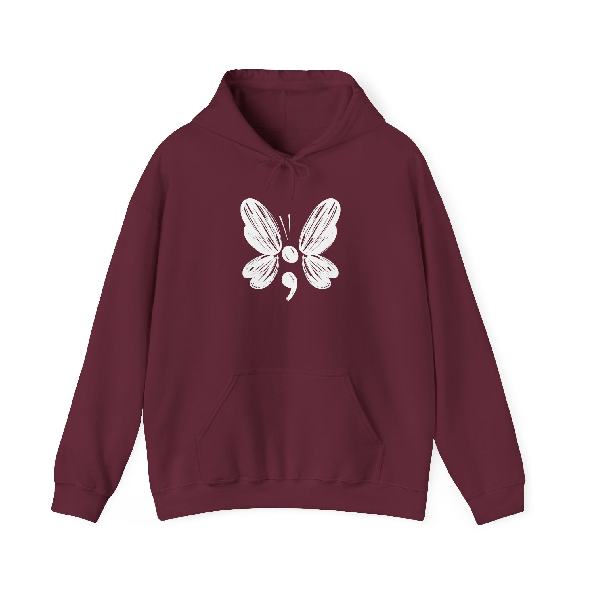 Suicide Prevention Butterfly White Hooded Sweatshirt