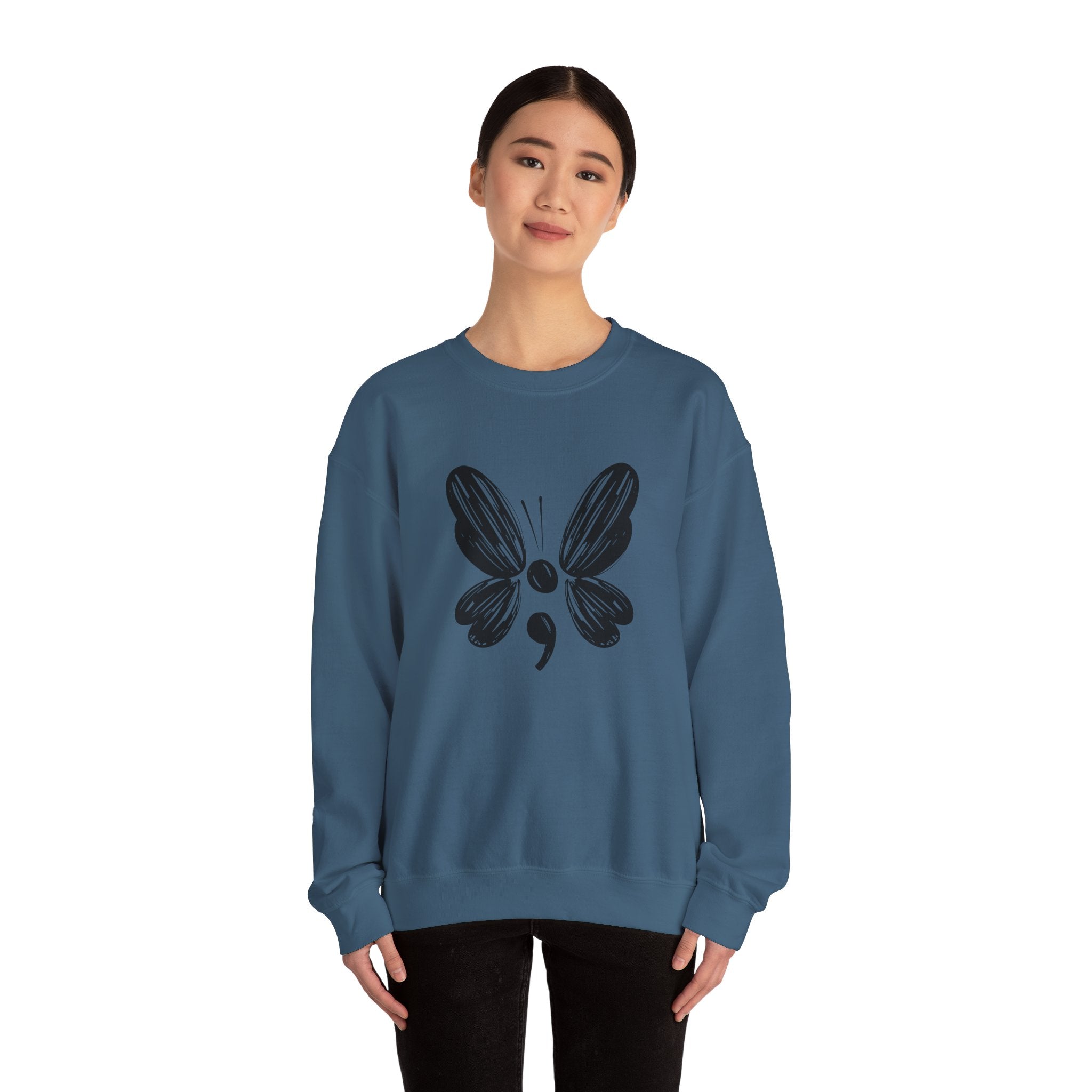 Suicide Prevention Black Butterfly Crewneck Sweatshirt