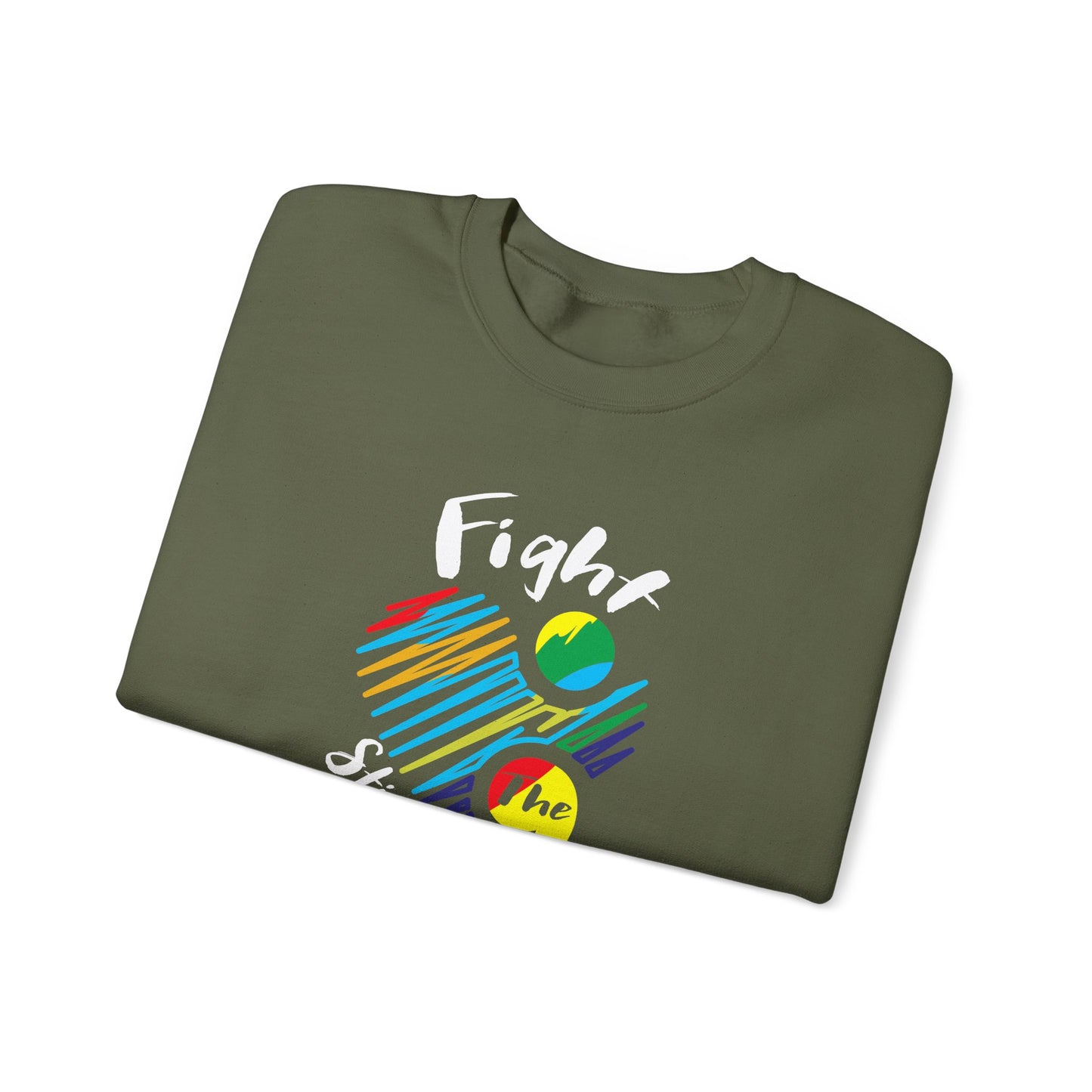 Crewneck sweatshirt designed for suicide prevention awareness, promoting mental health and support.