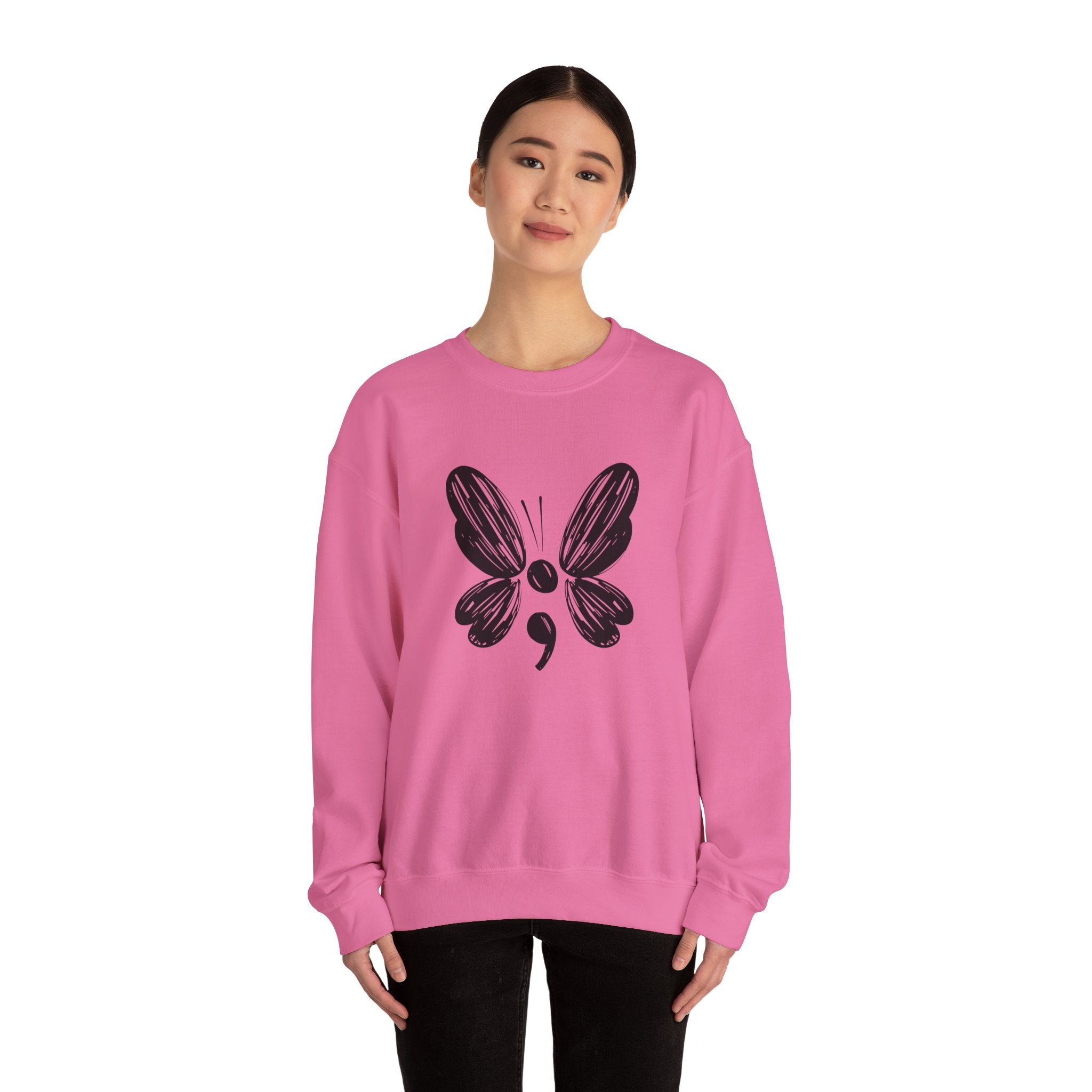 Suicide Prevention Black Butterfly Crewneck Sweatshirt