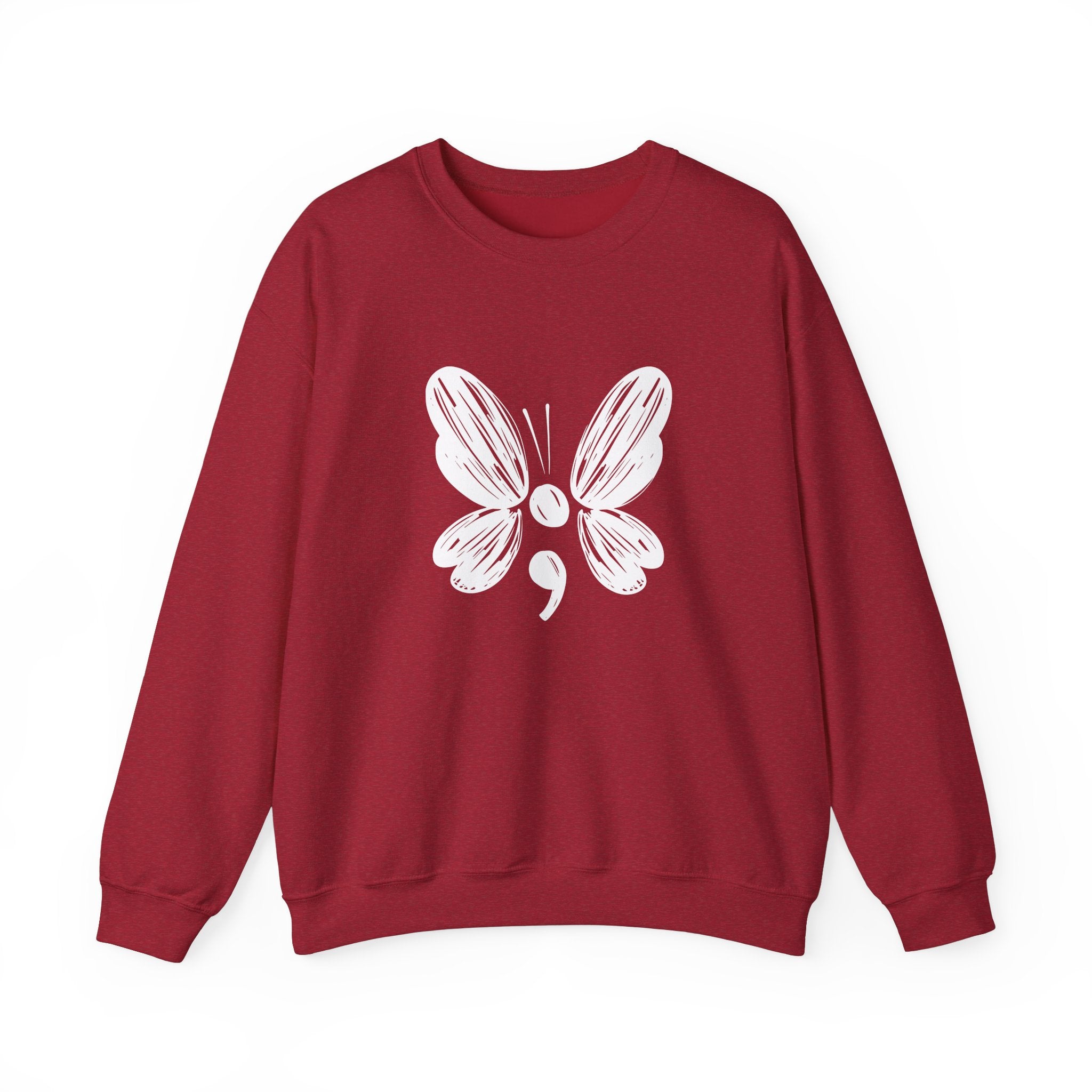 Suicide Prevention White Butterfly Crewneck Sweatshirt