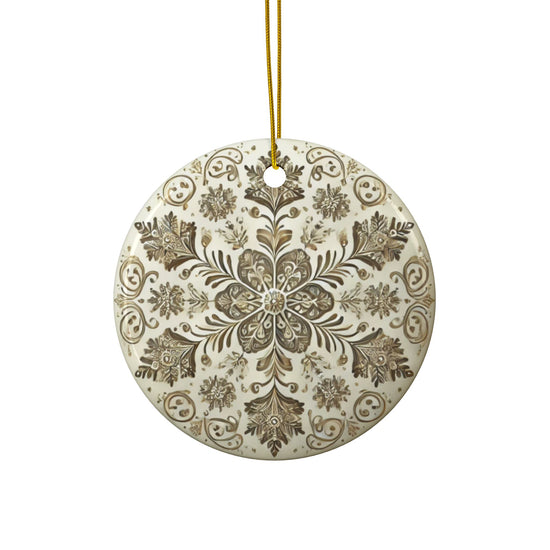 Vintage Gold Floral Snowflake Ornament