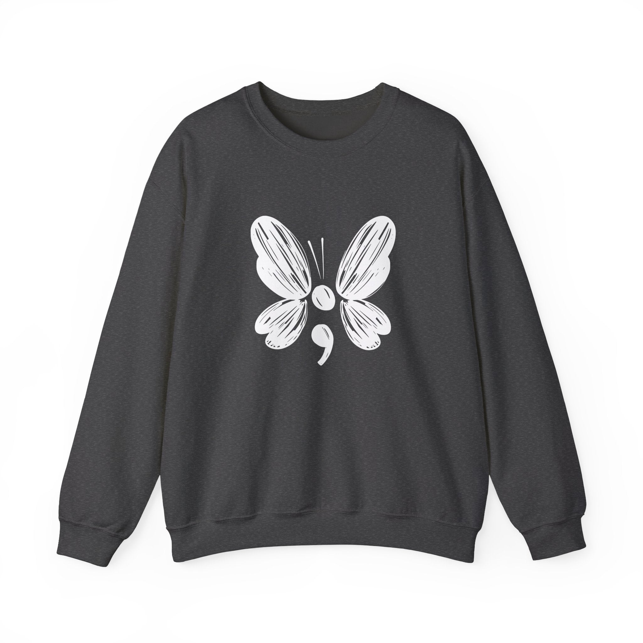 Suicide Prevention White Butterfly Crewneck Sweatshirt