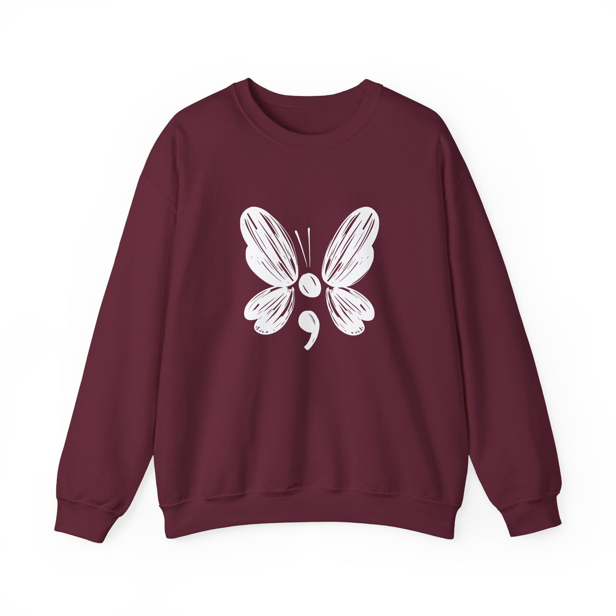Suicide Prevention White Butterfly Crewneck Sweatshirt