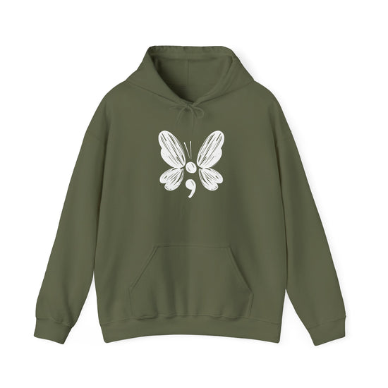Suicide Prevention Butterfly White Hooded Sweatshirt