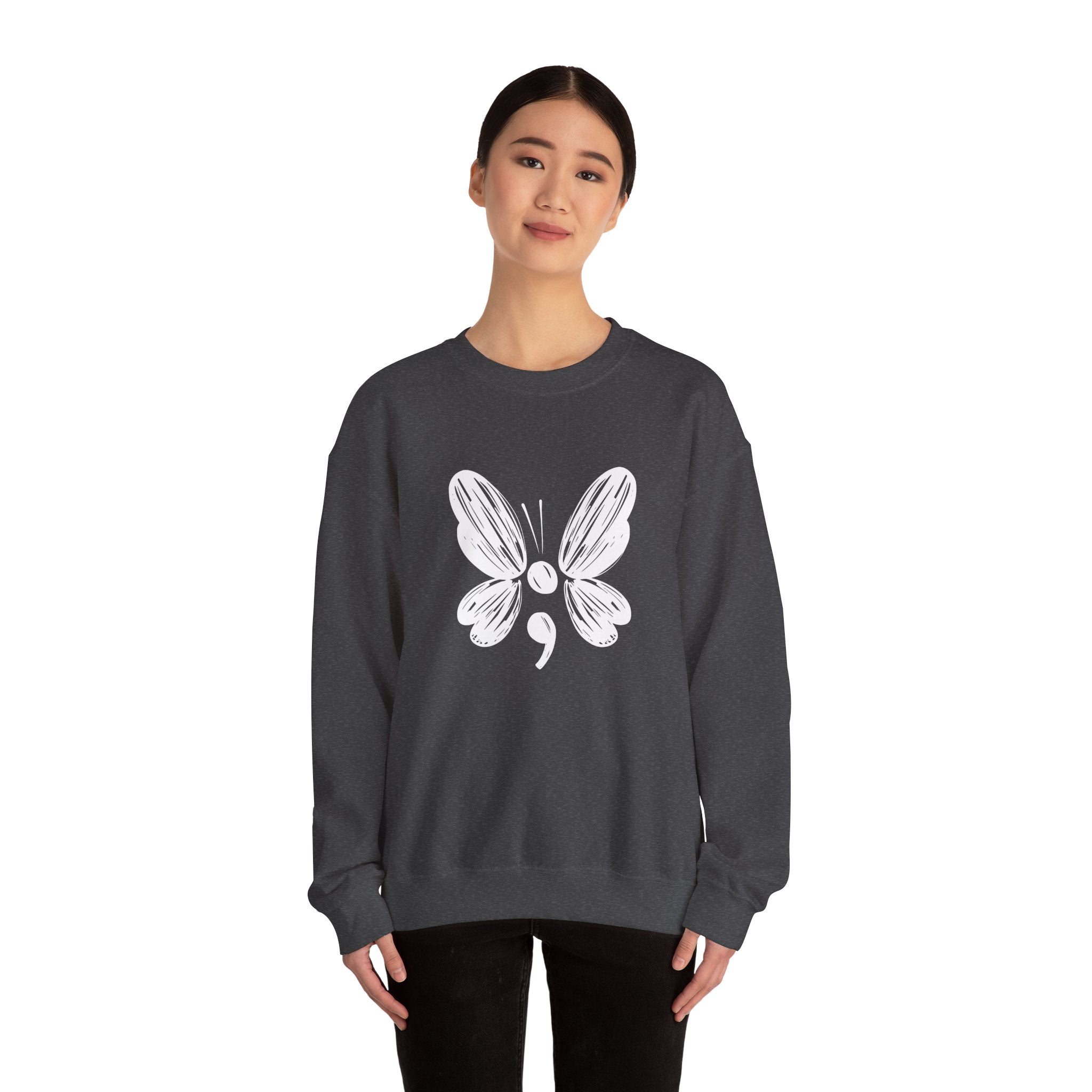 Suicide Prevention White Butterfly Crewneck Sweatshirt
