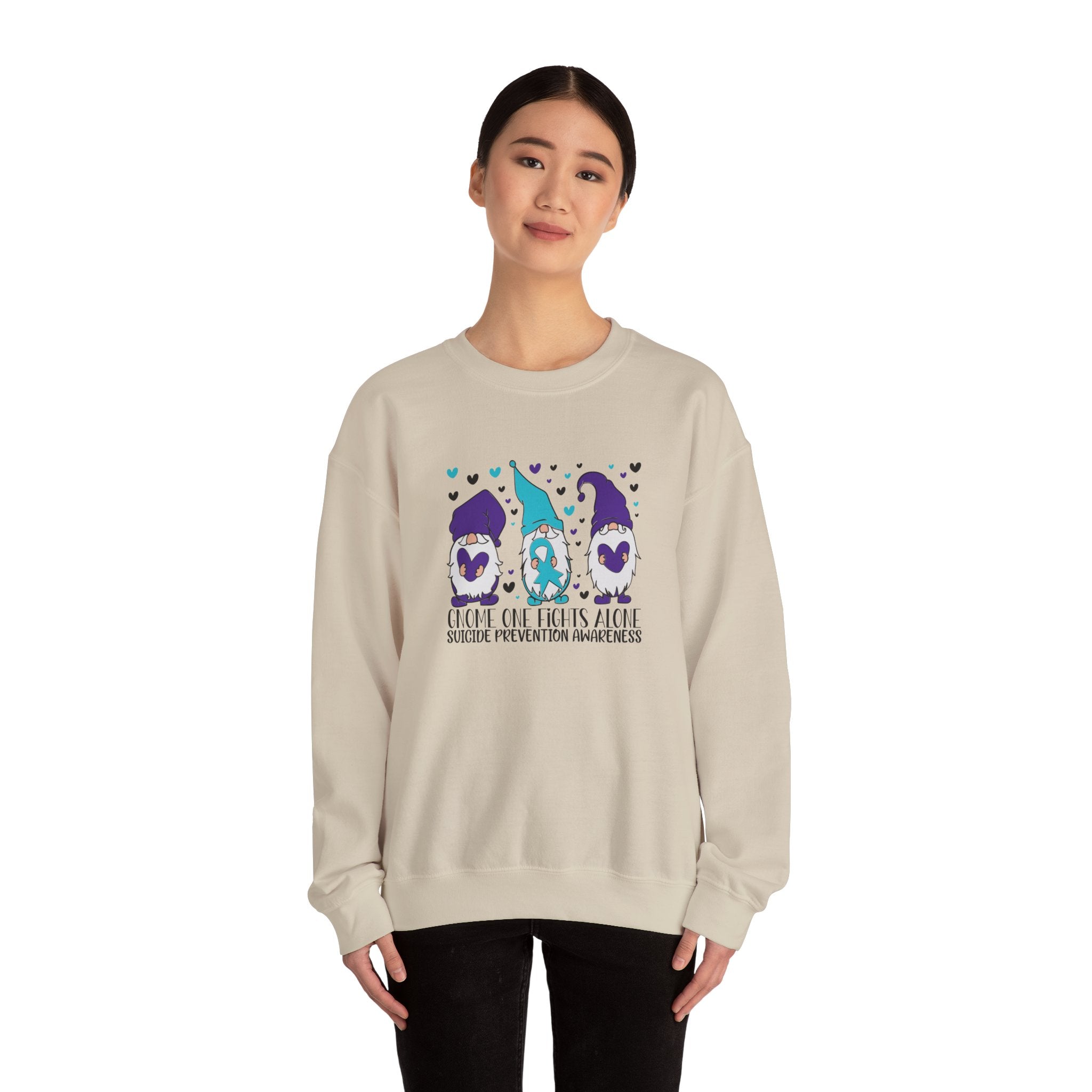 Gnome One Fights Alone- Suicide Prevention Crewneck Sweatshirt