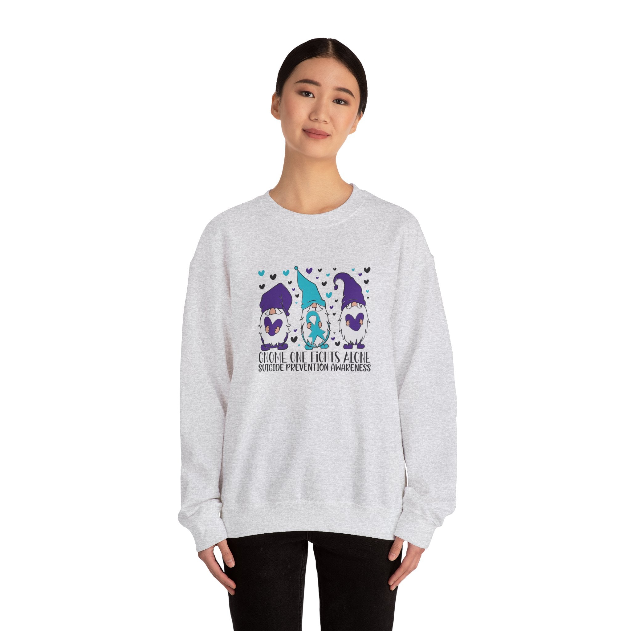 Gnome One Fights Alone- Suicide Prevention Crewneck Sweatshirt