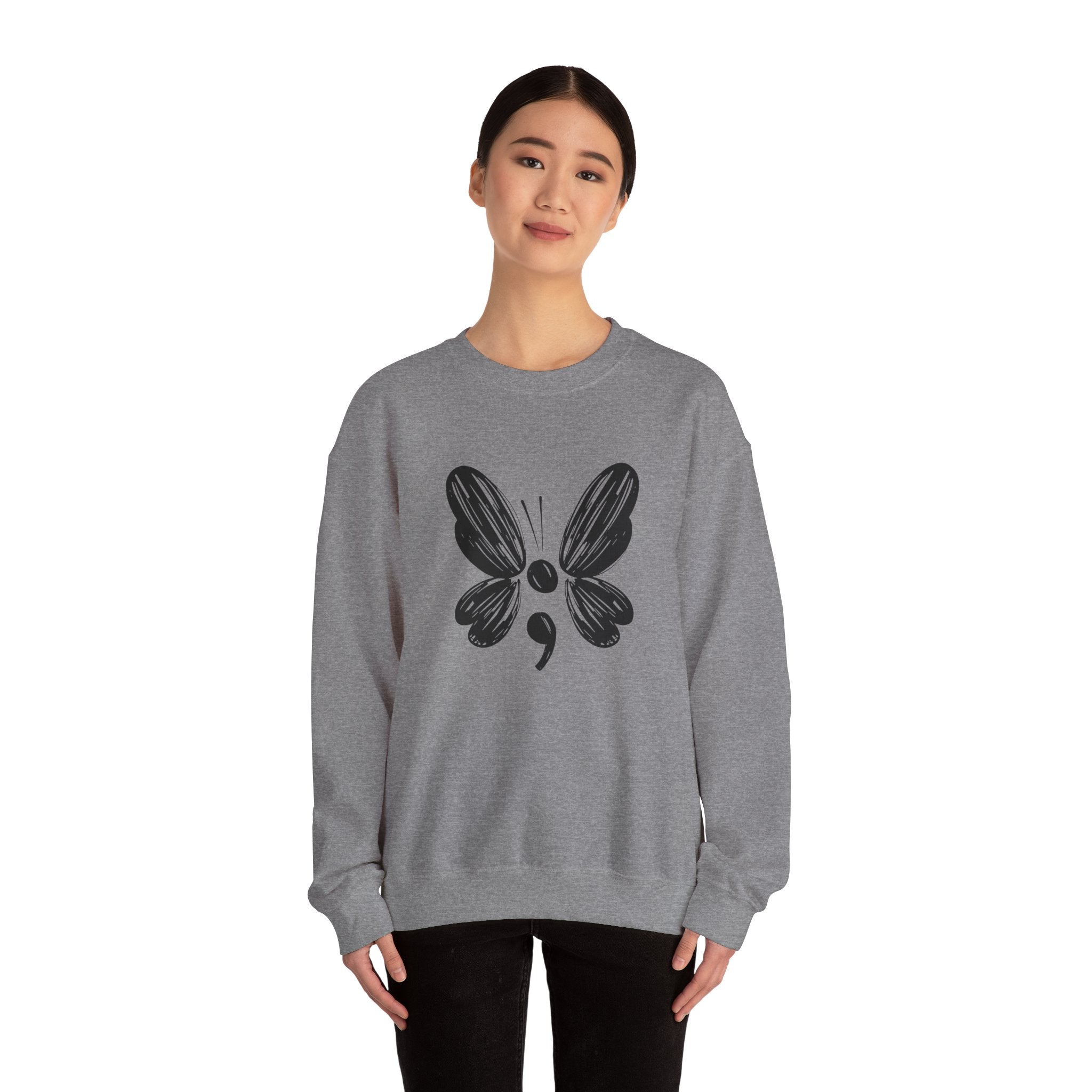 Suicide Prevention Black Butterfly Crewneck Sweatshirt