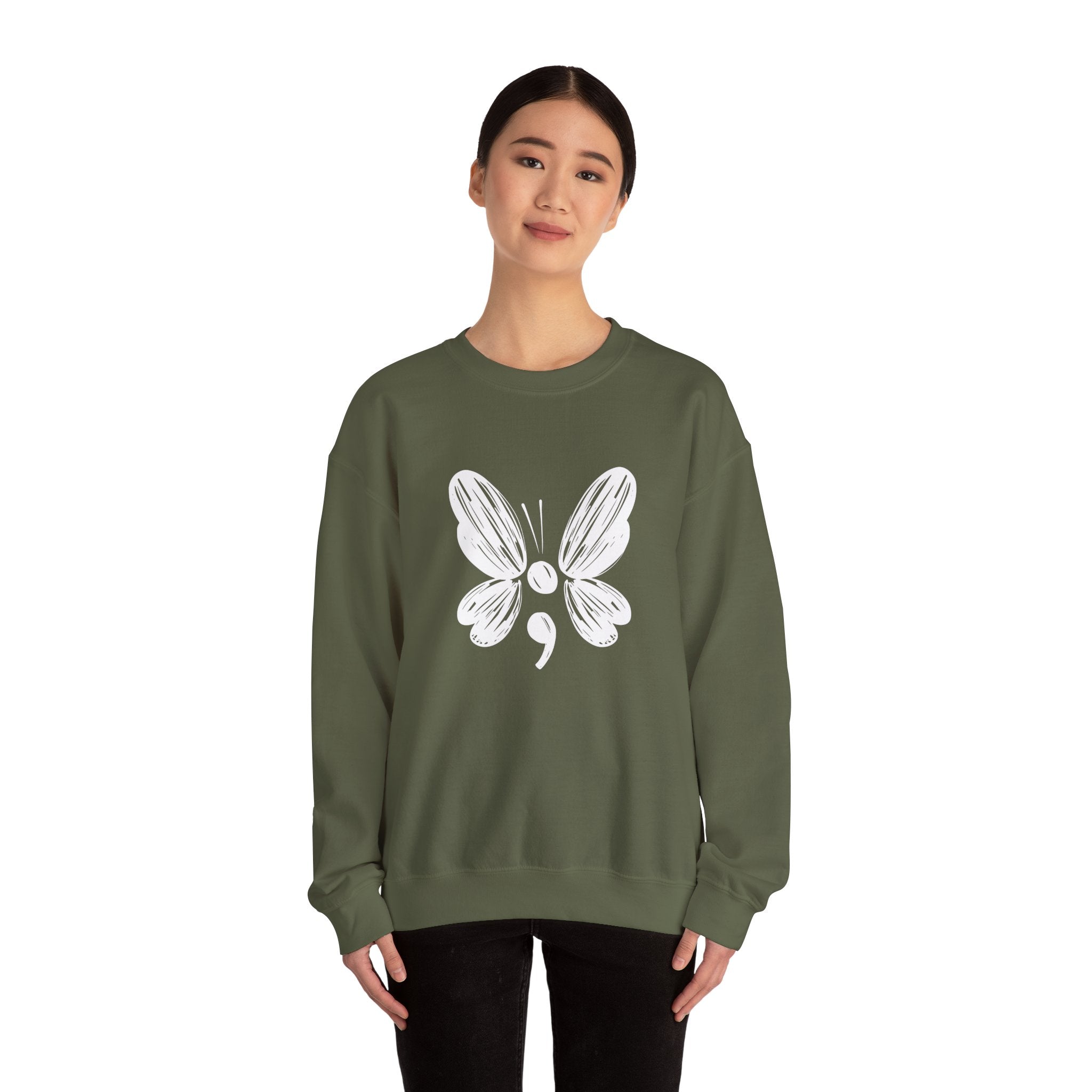 Suicide Prevention White Butterfly Crewneck Sweatshirt