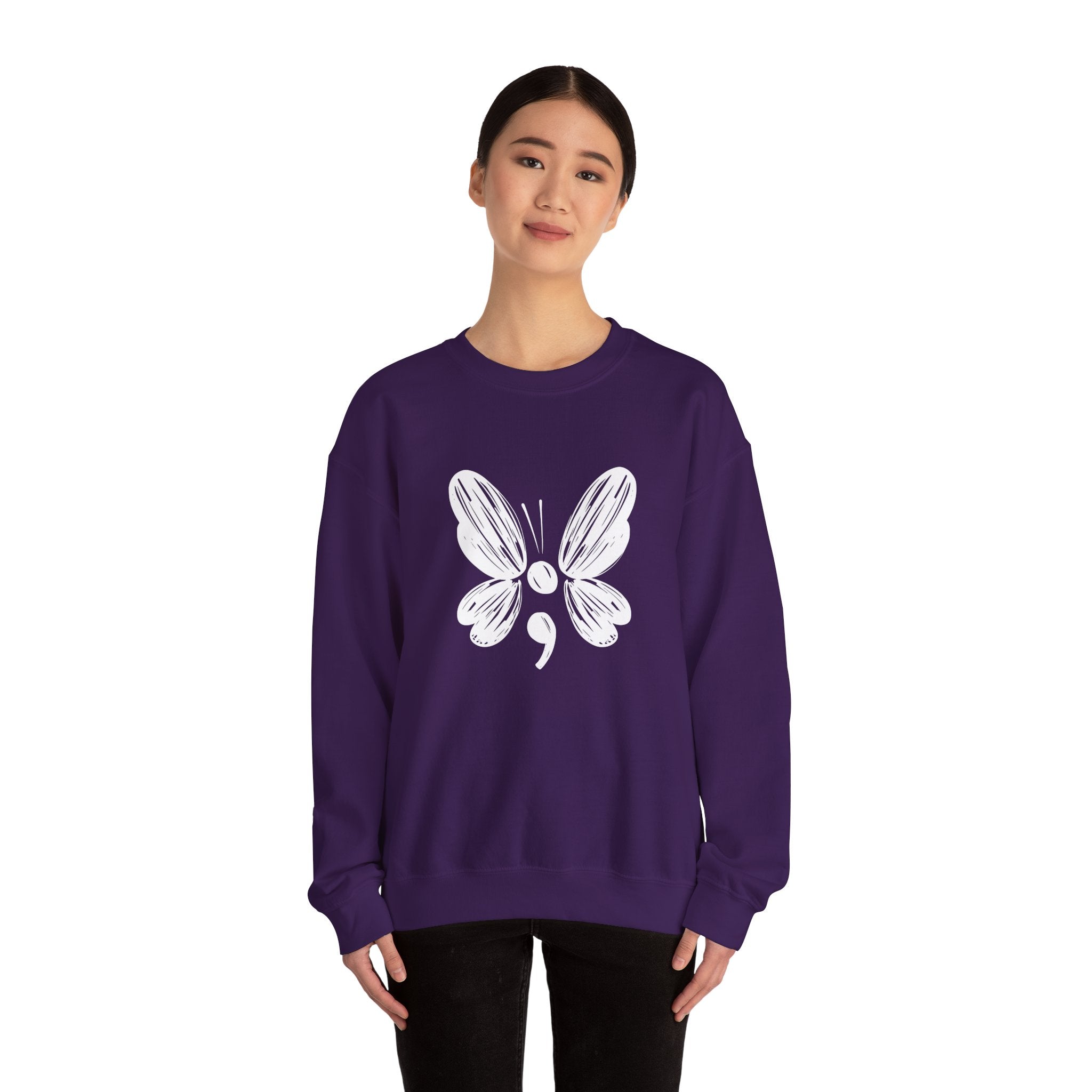 Suicide Prevention White Butterfly Crewneck Sweatshirt