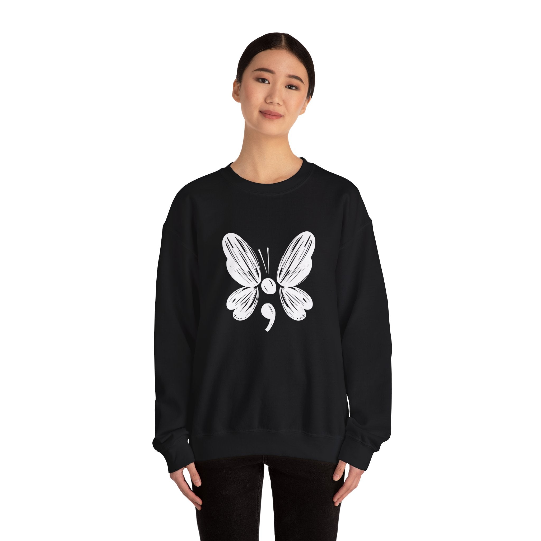 Suicide Prevention White Butterfly Crewneck Sweatshirt