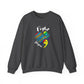 Crewneck sweatshirt designed for suicide prevention awareness, promoting mental health and support.