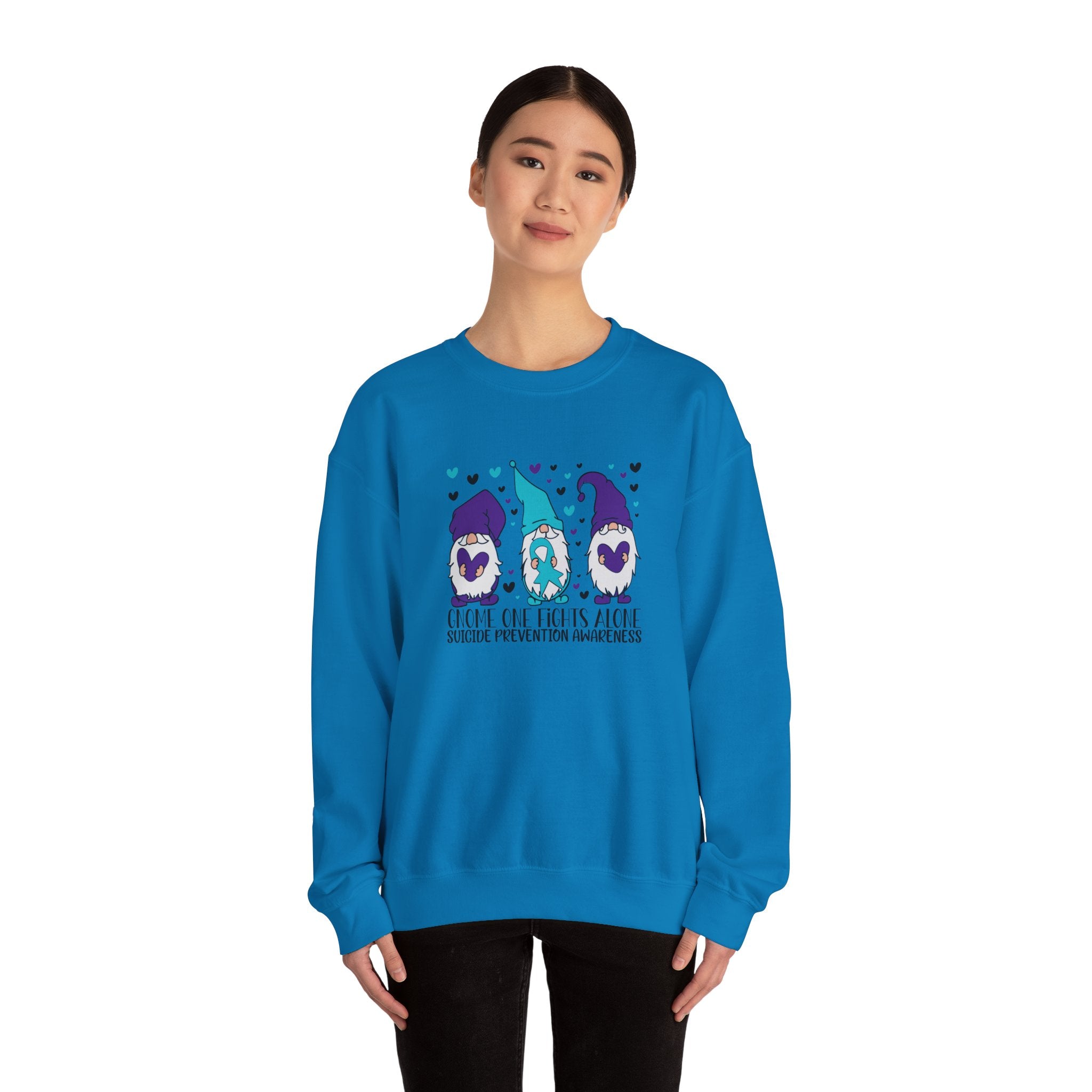 Gnome One Fights Alone- Suicide Prevention Crewneck Sweatshirt