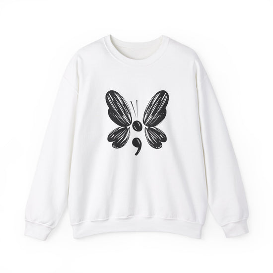 Suicide Prevention Black Butterfly Crewneck Sweatshirt