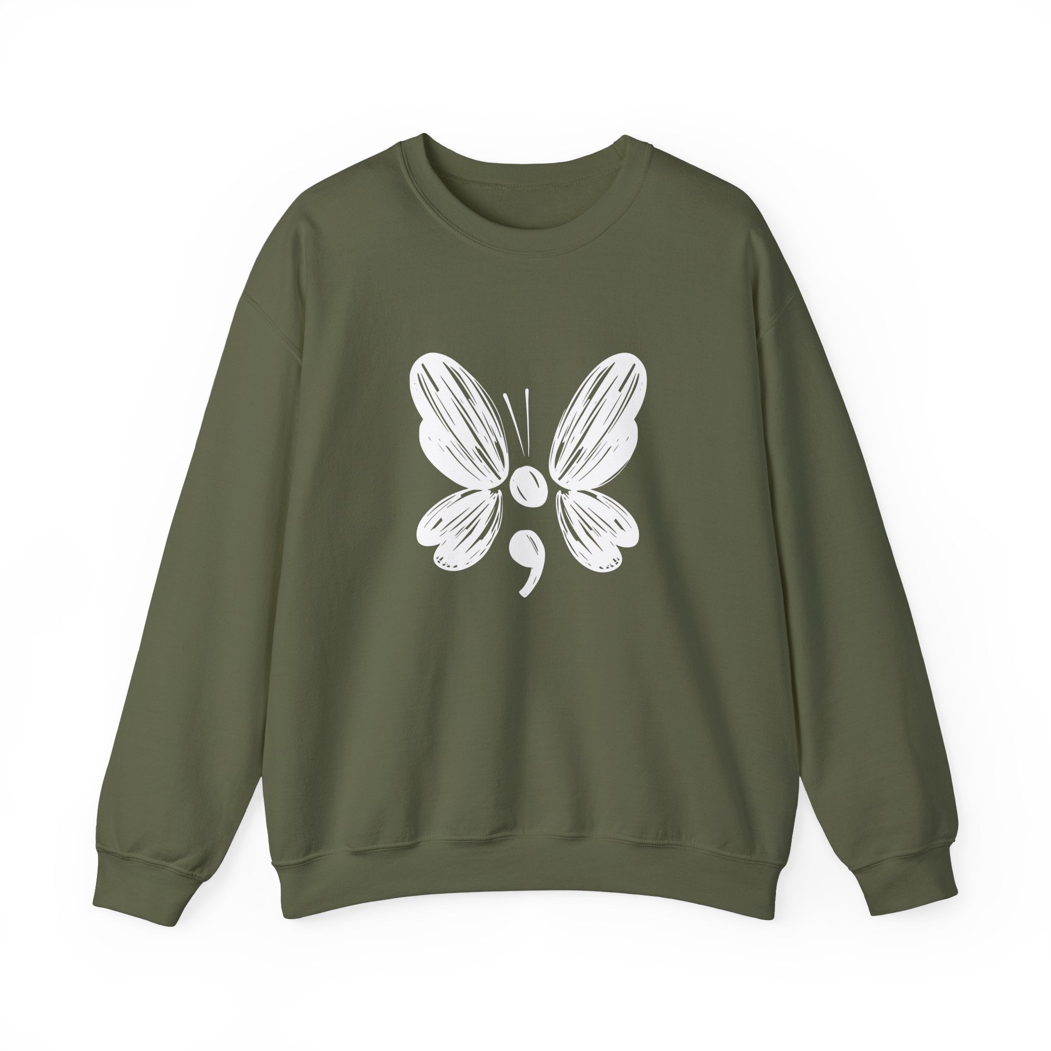 Suicide Prevention White Butterfly Crewneck Sweatshirt