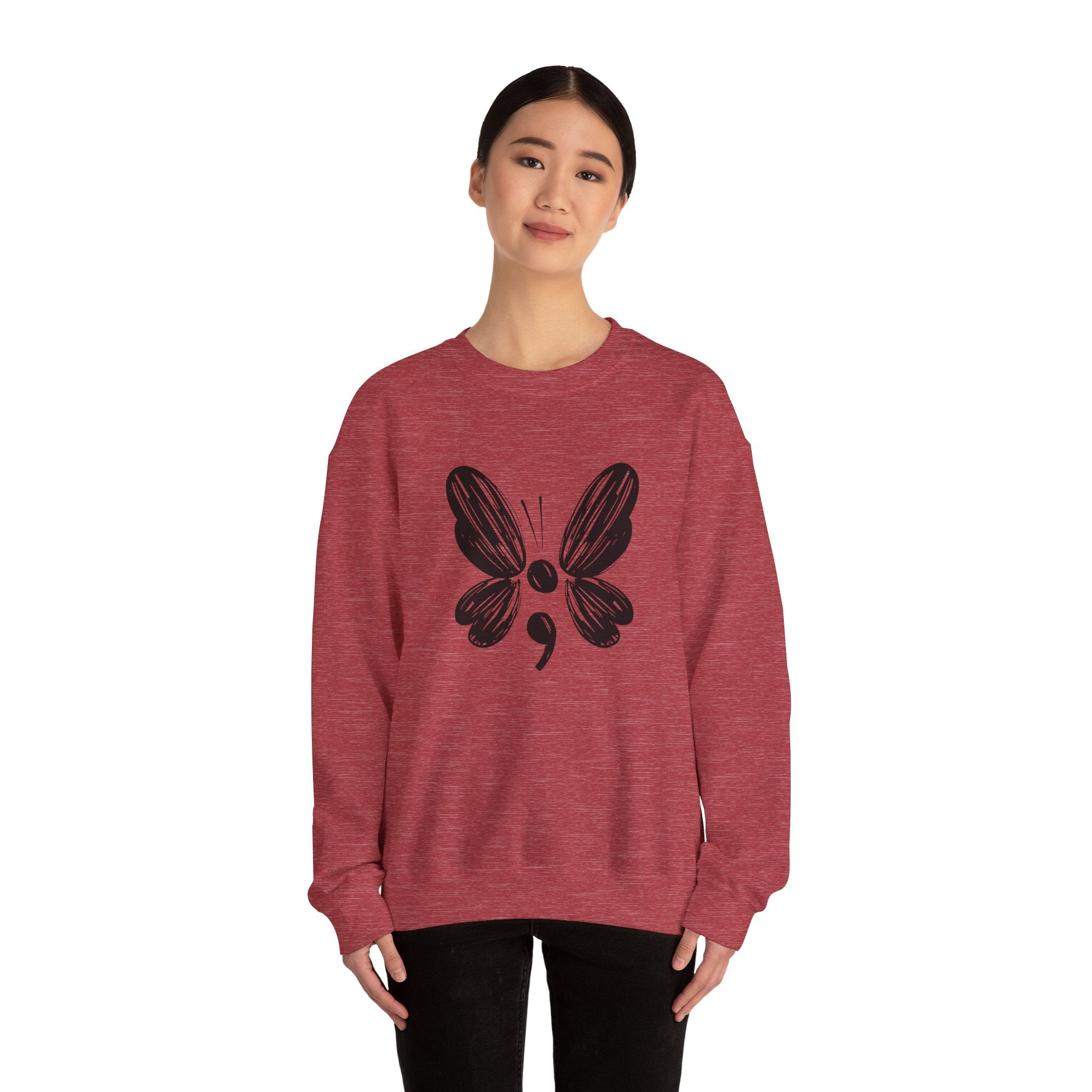 Suicide Prevention Black Butterfly Crewneck Sweatshirt