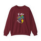 Crewneck sweatshirt designed for suicide prevention awareness, promoting mental health and support.