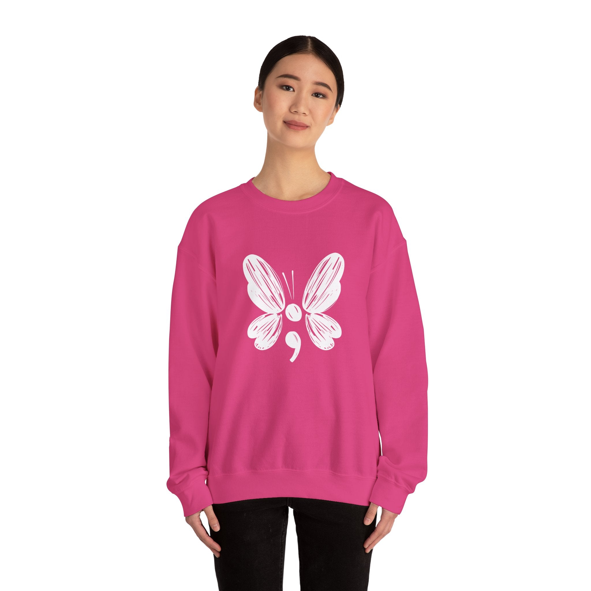 Suicide Prevention White Butterfly Crewneck Sweatshirt