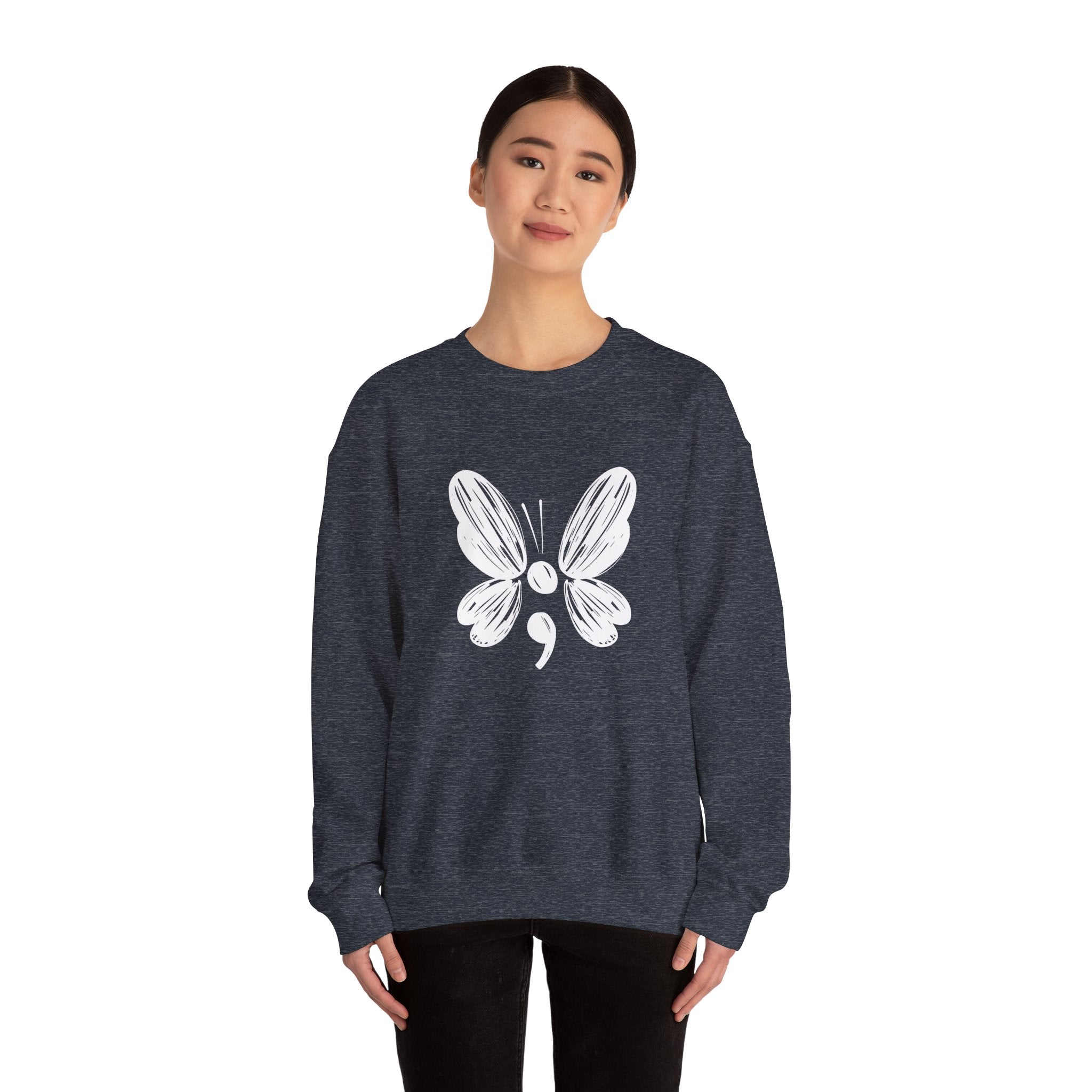 Suicide Prevention White Butterfly Crewneck Sweatshirt