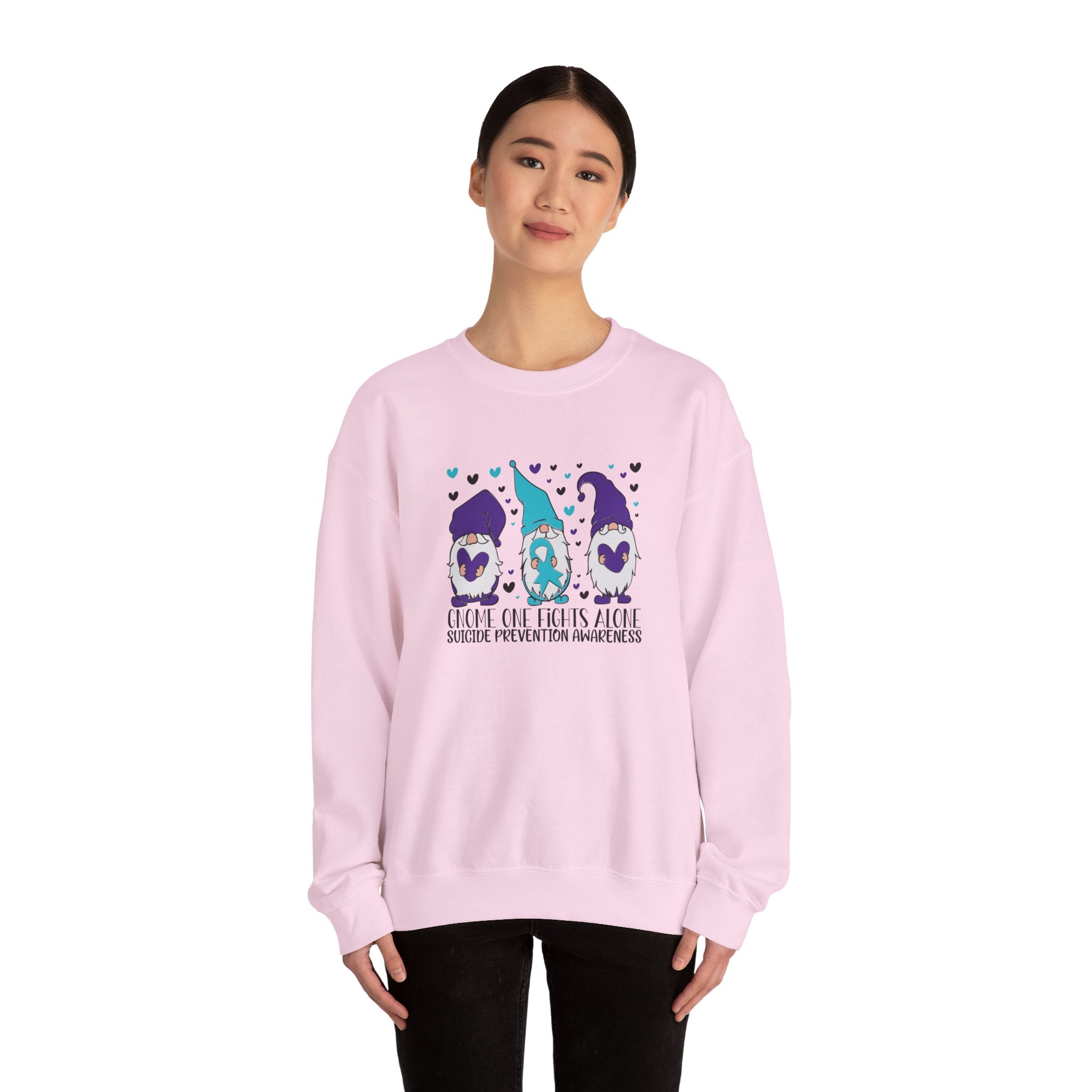 Gnome One Fights Alone- Suicide Prevention Crewneck Sweatshirt