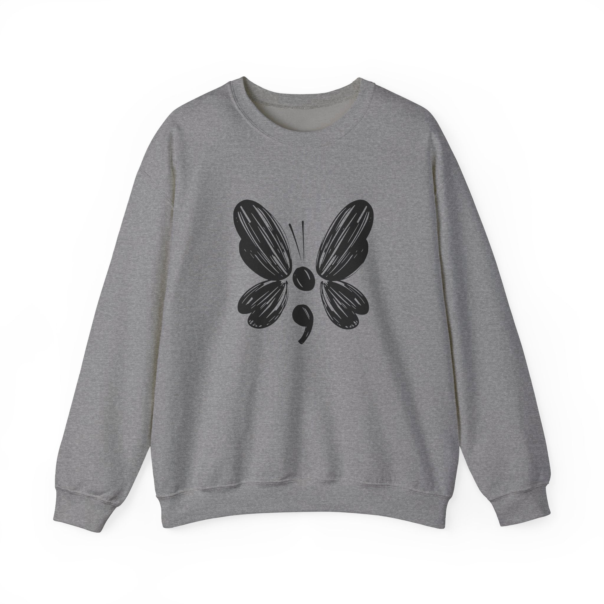 Suicide Prevention Black Butterfly Crewneck Sweatshirt